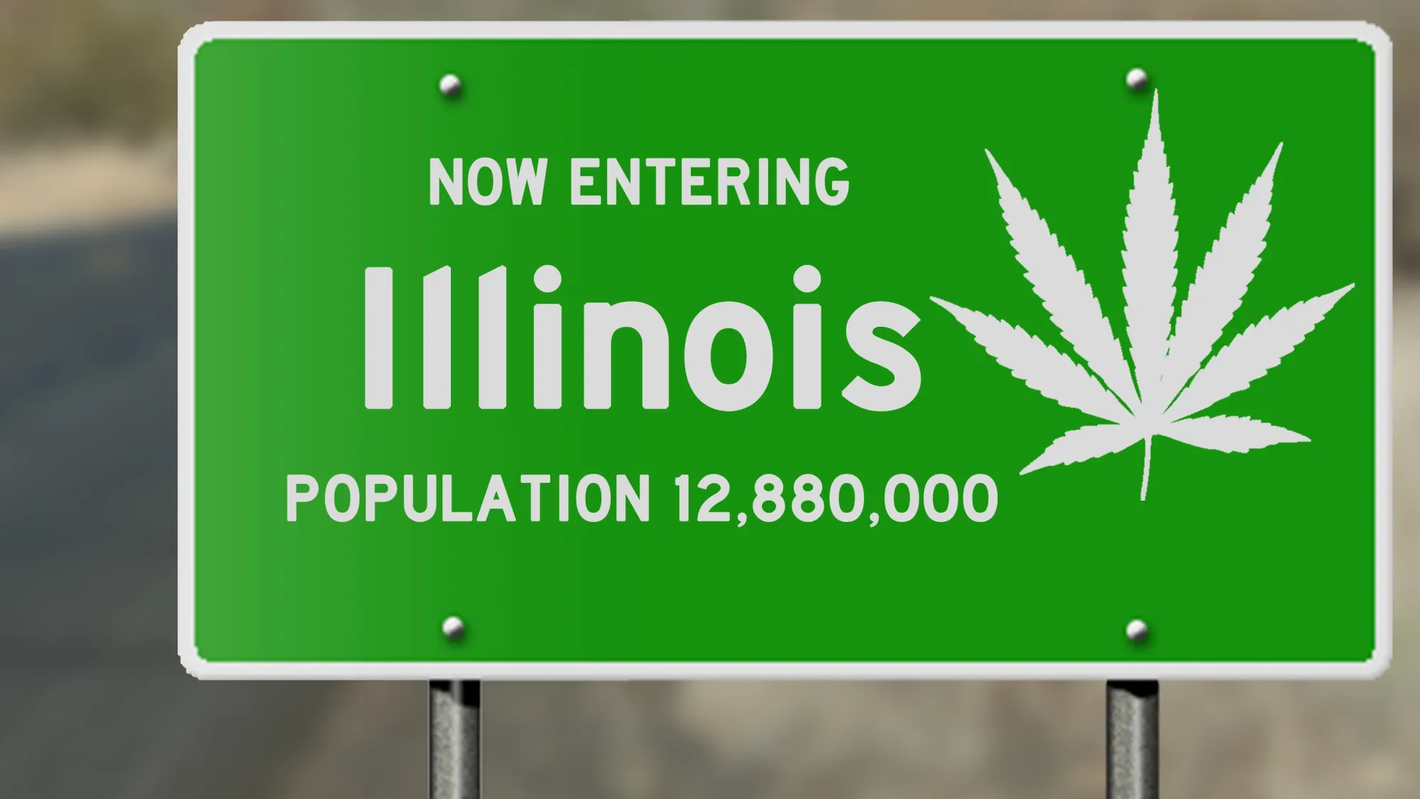 Illinois Sign with Marijuana